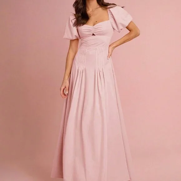 Baby Pink Elegant Women's Sweetheart Maxi Dress - Picture 5 of 6